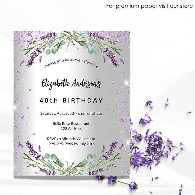 Einladung zum Haushalt für Birthday Lavendel Flyer (Von Creator hochgeladen)