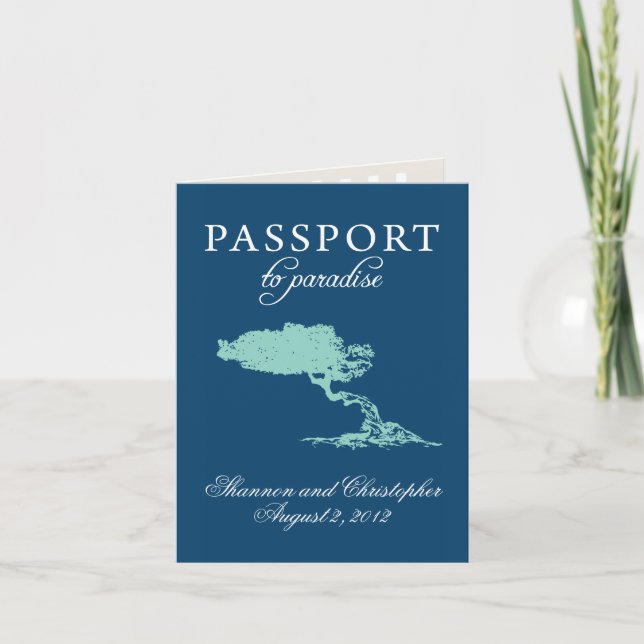 Einladung zum Hochzeitausweis nach Aruba (Vorderseite)