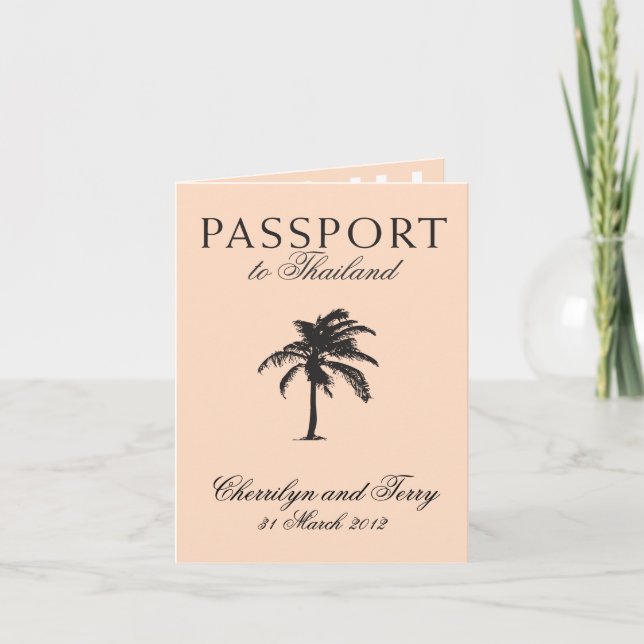 Einladung zum Hochzeitausweis nach Thailand (Vorderseite)