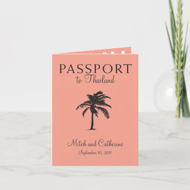 Einladung zum Hochzeitausweis nach Thailand (Vorderseite)