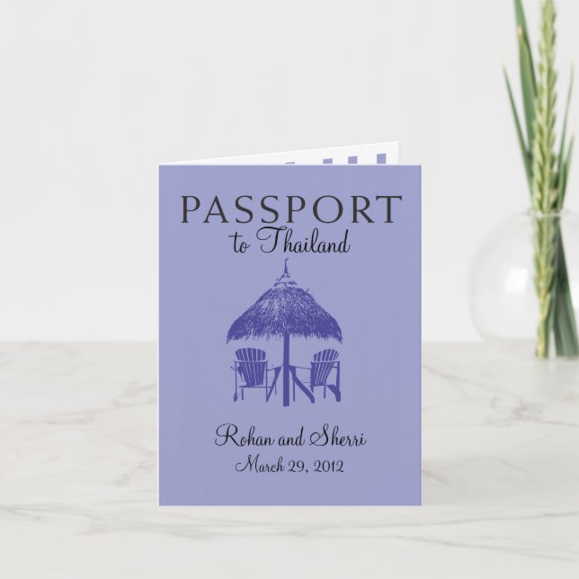 Einladung zum Hochzeitausweis nach Thailand (Vorderseite)