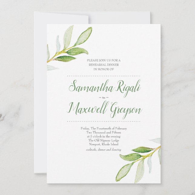 Einladung zum Hochzeitessen Probe (Vorderseite)