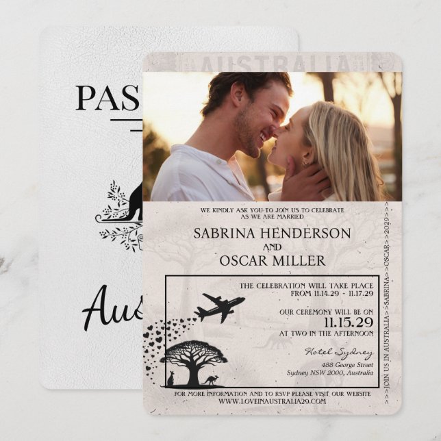 Einladung zum Hochzeitsausflug nach Weißaustralien (Vorne/Hinten)