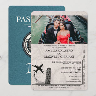 Einladung zum Hochzeitsausweis für aquamarines Ita