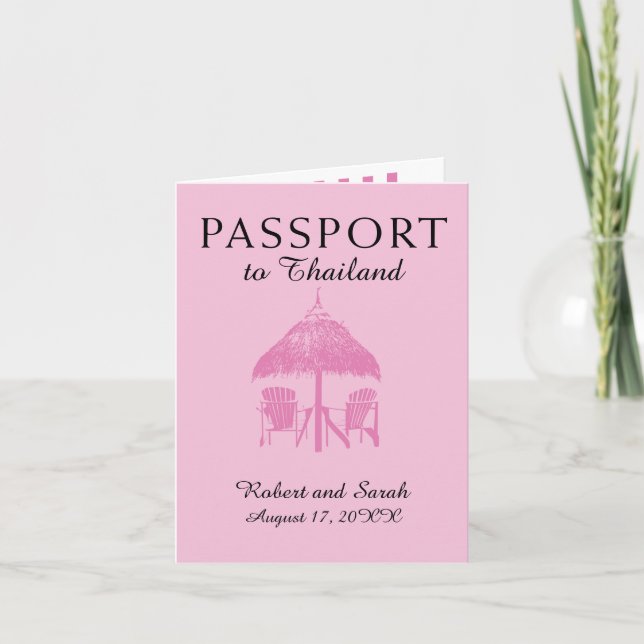 Einladung zum Hochzeitsausweis in Rosa (Vorderseite)