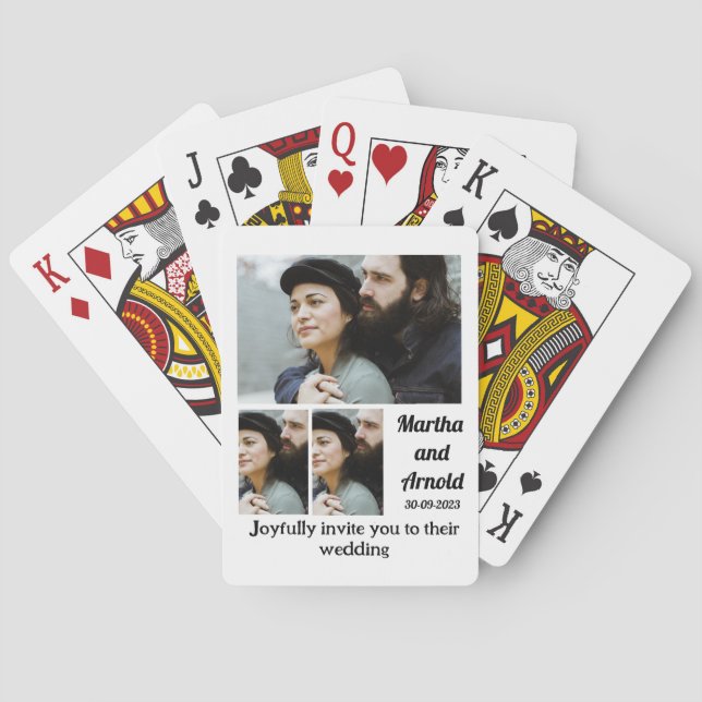 Einladung zum Hochzeitsfeiern 3 FotoCollage Spielkarten (Rückseite)