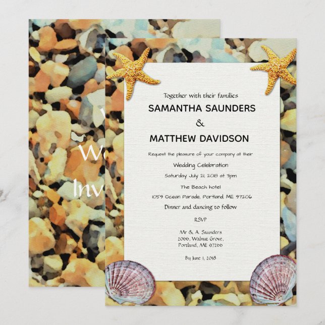Einladung zum Hochzeitsfeiern am Strand (Vorne/Hinten)