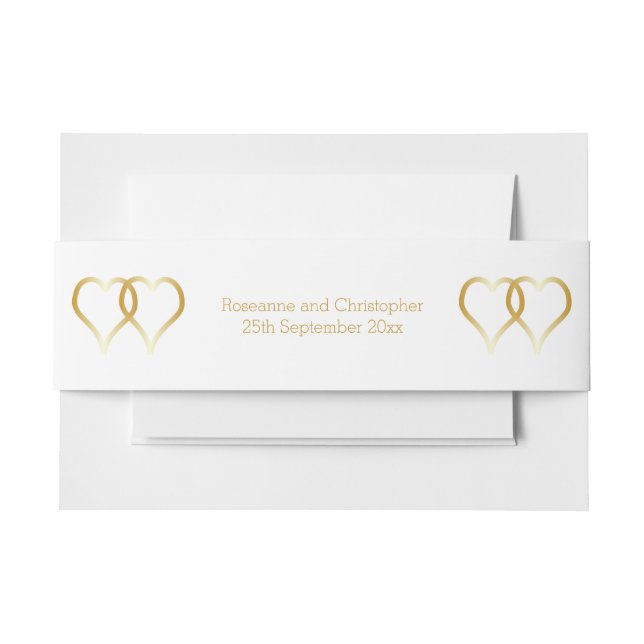 Einladung zum Hochzeitsfeiern Bly Band Gold Hearts (Vorderseite Beispiel)