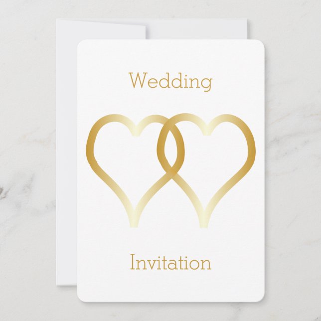 Einladung zum Hochzeitsfeiern Gold Hearts (Vorderseite)