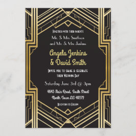 Einladung zum Hochzeitsfeiern im Black & Gold Deco