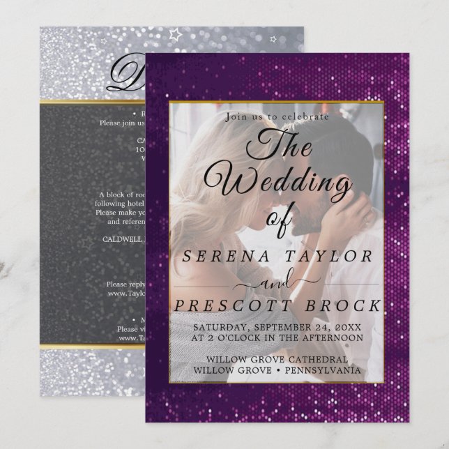 Einladung zum Hochzeitsfeiern im Glitzer (Vorne/Hinten)