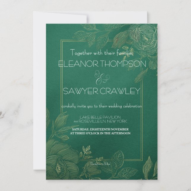 Einladung zum Hochzeitsfeiern im Grünen Garten (Vorderseite)