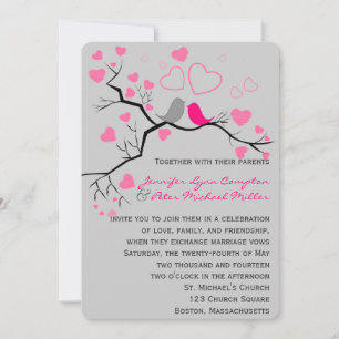 Einladung zum Hochzeitsfeiern in Rosa, Grau