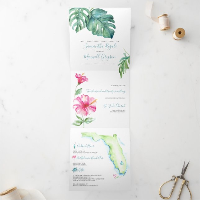 Einladung zum Hochzeitsfeiern in Tropical Florida (Innenseite)