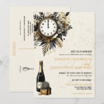 Einladung zum Hochzeitsfeiern mit Black & Gold Sil