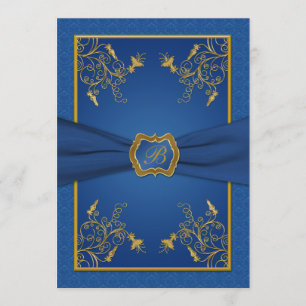 Einladung zum Hochzeitsfeiern mit Blauer und Gold-