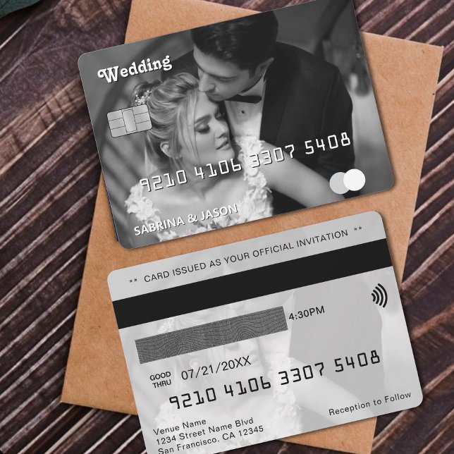 Einladung zum Hochzeitsfeiern mit Kreditkarte Foto (Credit Card Photo Wedding invitation)