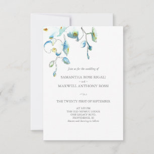 Einladung zum Hochzeitsfeiern mit QR Code Blaue Bl