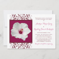 Einladung zum Hochzeitsfeiern mit weißem Hibiskus