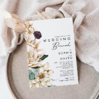 Einladung zum Hochzeitsfeiern mit weißer Blüte
