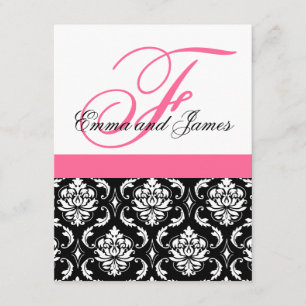 Einladung zum Hochzeitsfeiern Monogram Pink Damask