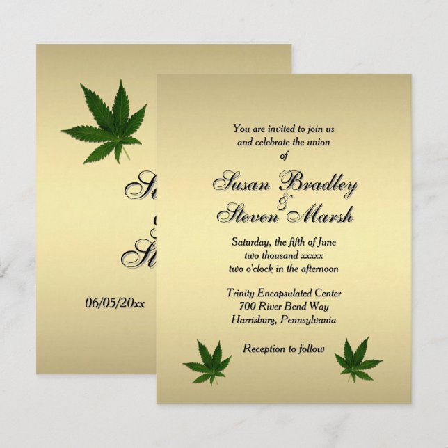 Einladung zum Hochzeitsfeiern von Classy Gold Weed (Vorne/Hinten)