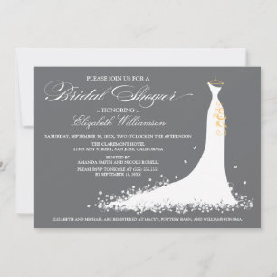 Einladung zum Hochzeitsgown-Brautparty (grau)