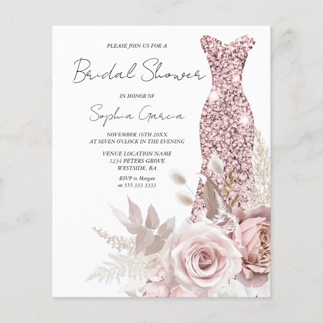 Einladung zum Hochzeitskleid für Brautpartys (Vorderseite)
