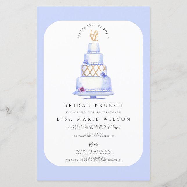 Einladung zum Hochzeitskuchen Bridal Dusche (Vorderseite)