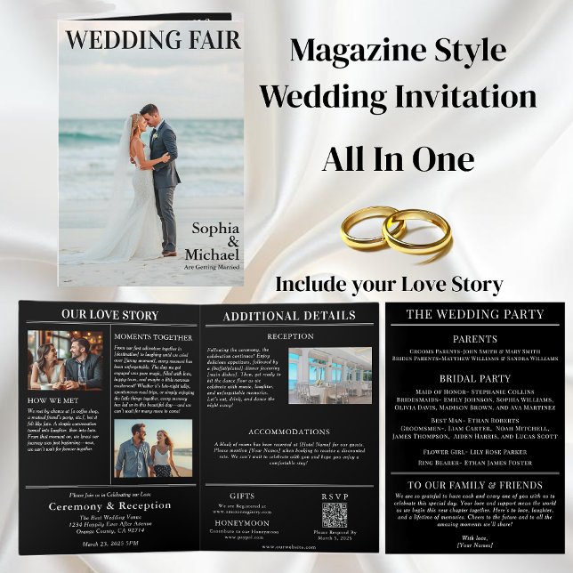 Einladung zum Hochzeitsmagazin (Beach Wedding Magazine Cover Invitation All in One)