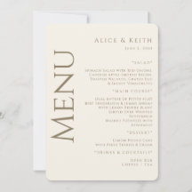 Einladung zum Hochzeitsmenü von Cream Rounded Gold