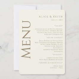 Einladung zum Hochzeitsmenü von Cream Rounded Gold