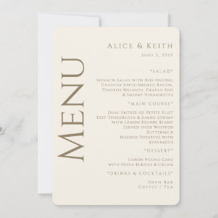 Einladung zum Hochzeitsmenü von Cream Rounded Gold