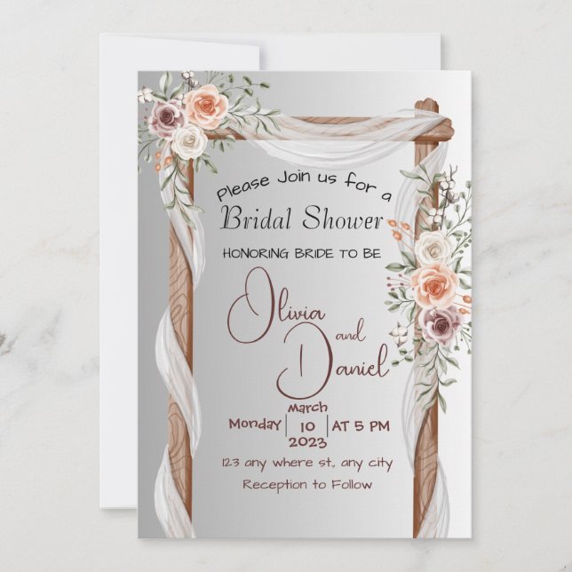 Einladung zum Hochzeitspaziergang Boho Pink Peony  (Vorderseite)