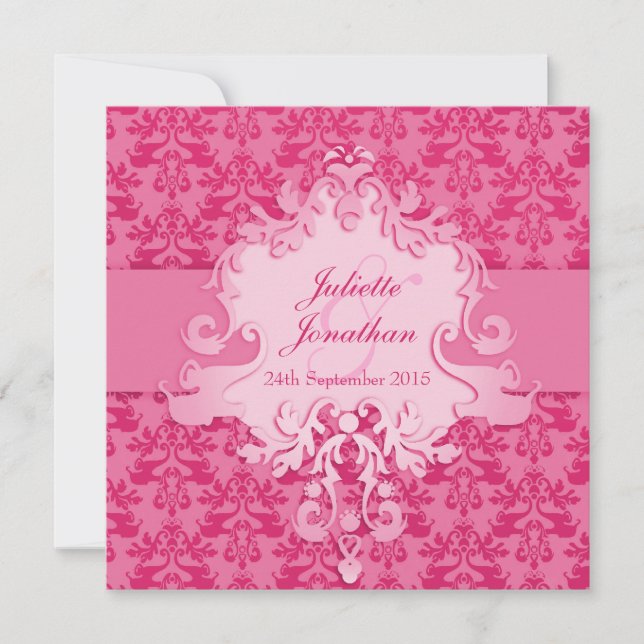 Einladung zum Hochzeitsplatz des Elefanten-Damaste (Vorderseite)
