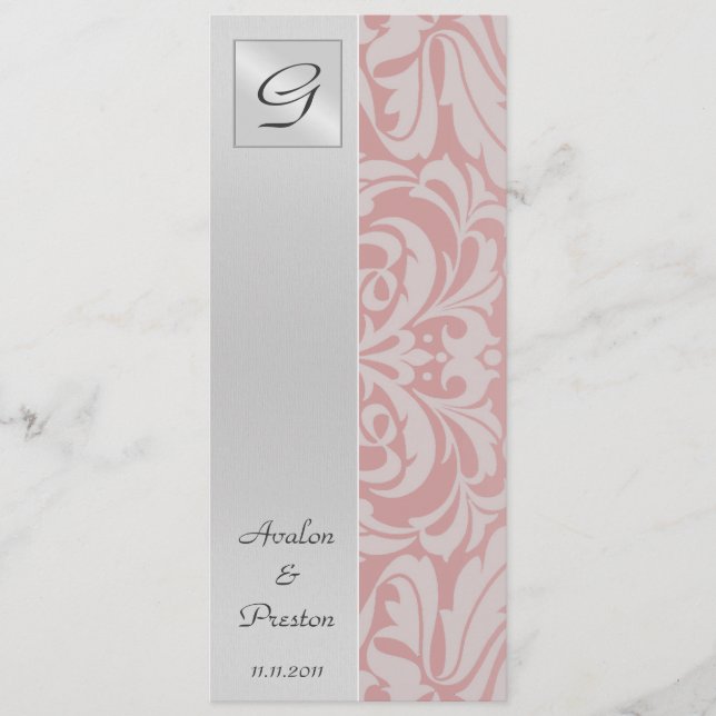 Einladung zum Hochzeitsprogramm für Monogram Pink  (Vorderseite)