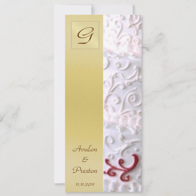 Einladung zum Hochzeitsprogramm für Monogram White (Vorderseite)