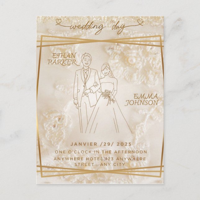 Einladung zum Hochzeitstag Postkarte (Vorderseite)