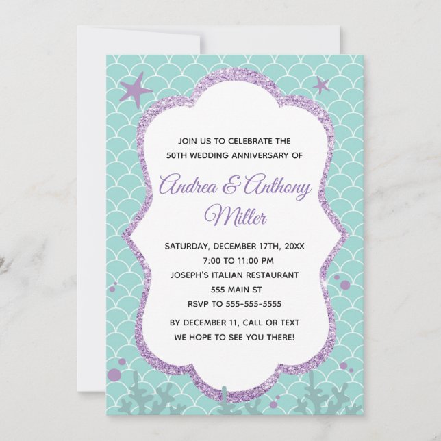 Einladung zum Hochzeitstag unter dem Meer (Vorderseite)