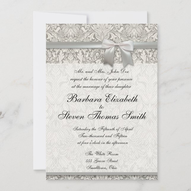 Einladung zum Hochzeitsvorbereiten von weißer Spit (Vorderseite)