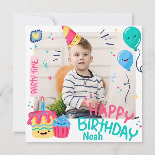 Einladung zum juvenilen Geburtstag Frame Foto (Vorderseite)