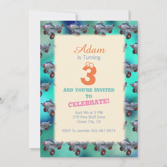 Einladung zum Kind zum Geburtstag (Vorderseite)