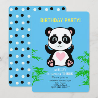 Einladung zum Kindergeburtstag mit Panda Bär