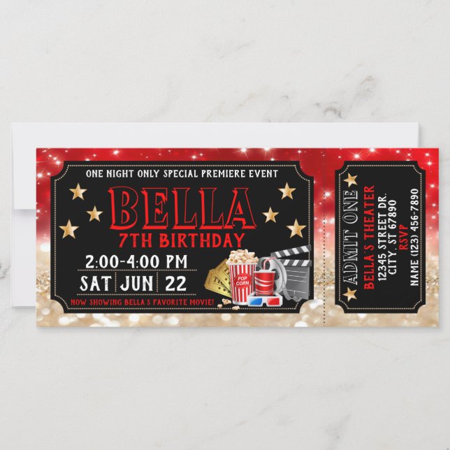 Einladung zum Kino Geburtstag (Vorderseite)