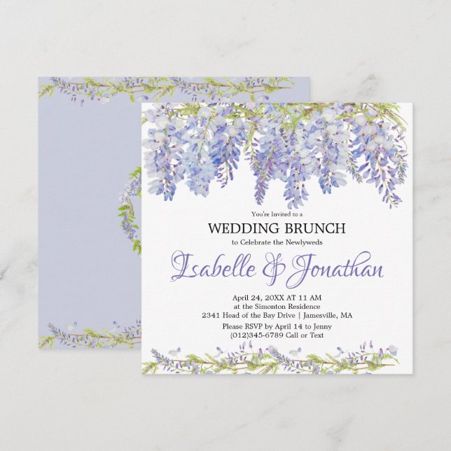 Einladung zum lila Blumengebäck nach Hochzeiten (Vorne/Hinten)