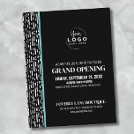 Einladung zum Logogeschäft Postkarte<br><div class="desc">Eine unterhaltsame, aber schlicht Schwarz-Weiß-Einladung für eine große Firmenöffnung oder ein Party- oder Produktstart. Fügen Sie Ihr eigenes Logo an die Spitze, um es Ihr Branding zu geben. Niedliches Schwarz-Weiß-Punkt- und Stripmuster auf der Seite für einen niedlichen Akzent. Sie können alle Texte und Hintergründe in jede beliebige Farbe ändern und...</div>