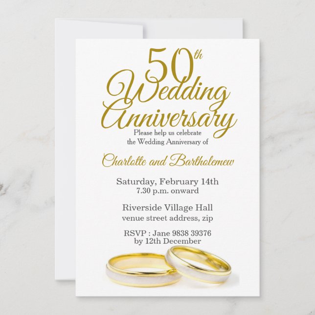 Einladung zum Minimalistischen 50. Hochzeitstag (Vorderseite)