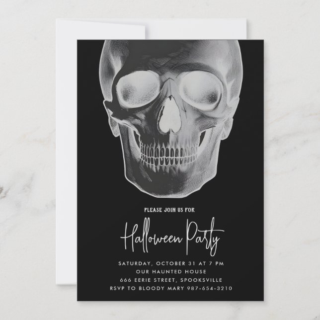 Einladung zum Minimalistischen Halloween-Party (Vorderseite)
