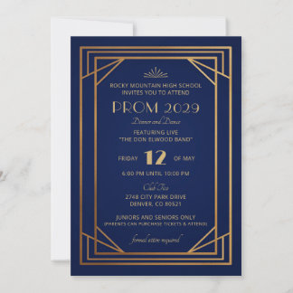 Einladung zum Navy Blue and Gold Art Deco