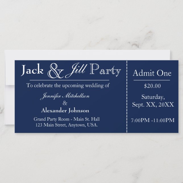 Einladung zum Navy Blue Jack und Jill Shower Ticke (Vorderseite)